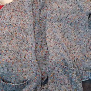 Blue cardigan sweater